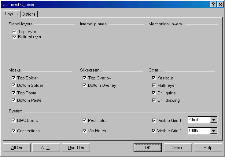 在主功能列，Design >> Option，打開Document Option設(shè)置環(huán)境